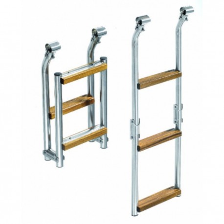 Stainless steel ladder with three steps for swim platform