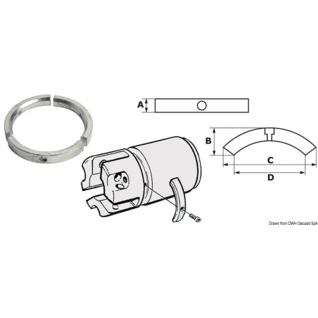 Anode for Foot Propeller Sail Drive/Folding Prop, set 3 pieces