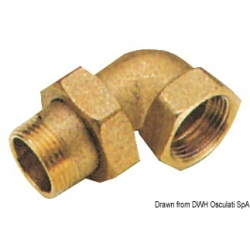 3-piece 90° male/female fitting with spherical-conical sealing and o-ring.