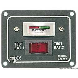 Testpanel for 2 batterier med bryter for å betjene det