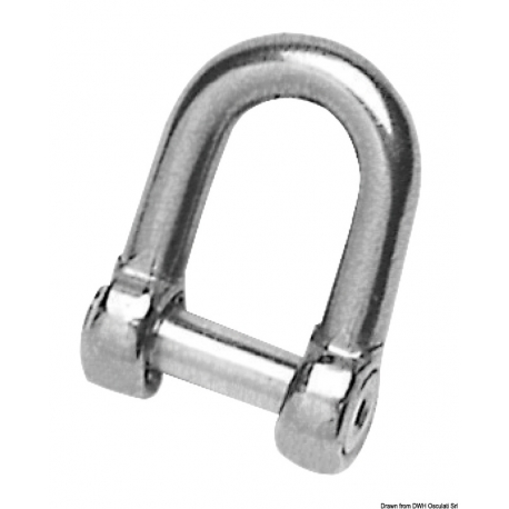 Shackle with recessed pin for anchors, hexagonal slot
