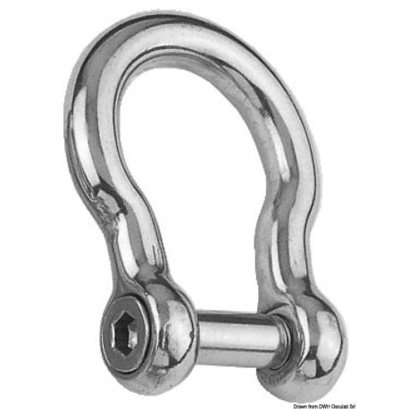 Shackle with recessed pin for anchors, hexagonal cut