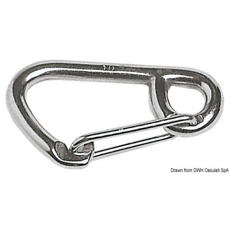 Stainless steel carabiner large opening stainless steel carabiner Osculati  Choose the model Stainless steel snap hook large mm 80