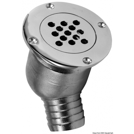 Sump drain 45° with non-return valve