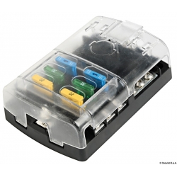 Polycarbonate fuse box with transparent snap-on cover