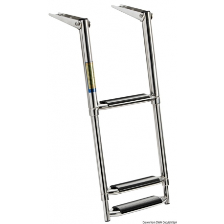 Telescopic ladder for swim platform with wide steps 34684