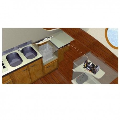 Horizontale compressor met snelkoppelingen en koelventilator