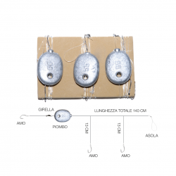 Sele N.8 cork bottom mounts and 14m. line with 75gr. lead.