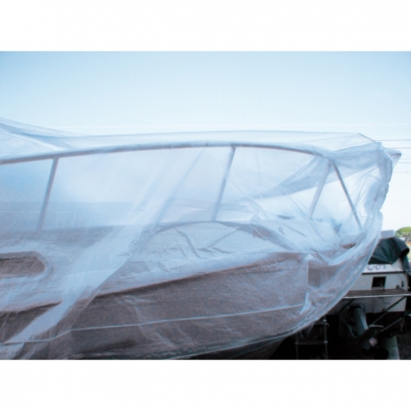 Transparent tarpaulin with elastic band for boat cover