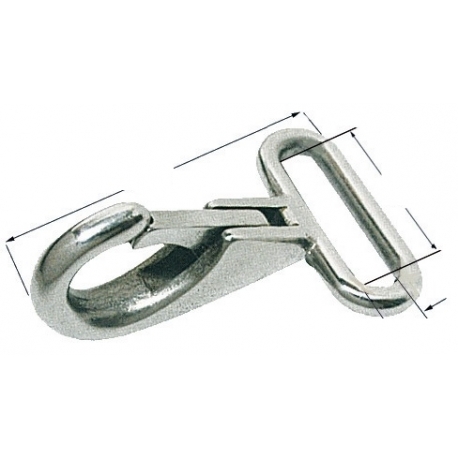 Stainless steel carabiner with flat eye for housing