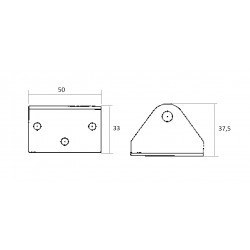 Ruostumattomasta teräksestä valmistettu neliökiinnike kaasujousille 2