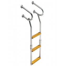 Scaletta in acciaio inox ribaltabile con scalini in legno 2