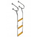 Scaletta in acciaio inox ribaltabile con scalini in legno