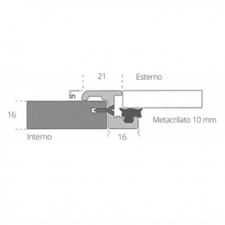 Light alloy profile and methacrylate door Nautica F4 Model M1