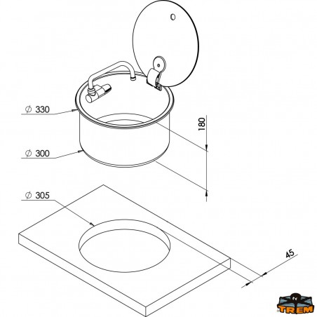 Round sink with pull-down faucet and smoked tempered glass lid - Can