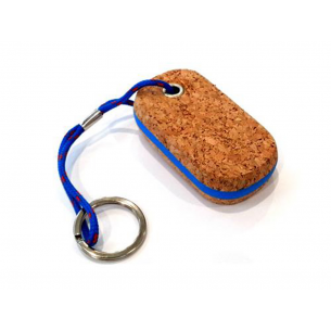 Floating oval cork keychain with blue detail 10 pcs.