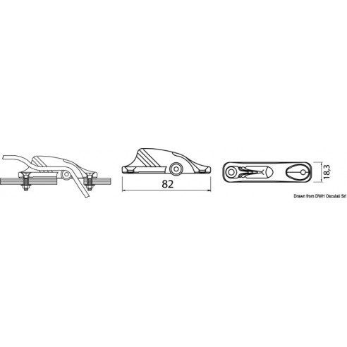 Strozzascotte fisso centrale CL230 in alluminio - Clamcleat