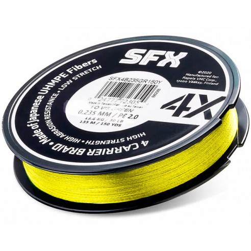Sufix SFX 4X 0.235 MM. braid 275M hot yellow