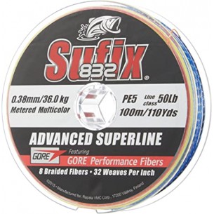 Sufix Braid 832 0.33 MM. trecciato da 300M multicolore 2