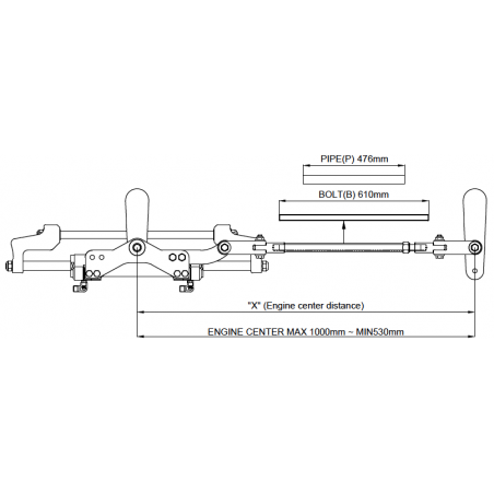 Seafirst hydraulische stuurset voor dubbele buitenboordmotoren tot 350 pk met trekstang