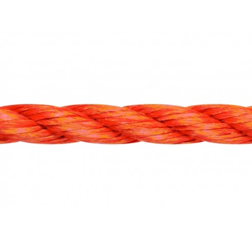 Orange polypropylene mooring rope Ø 16 mm.