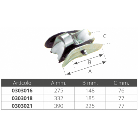 Musone basculante in acciaio inox per ancore 10 kg.