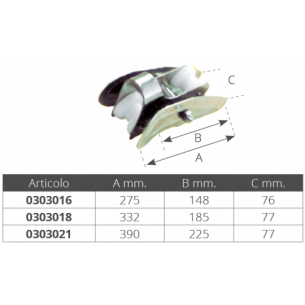 Musone basculante in acciaio inox per ancore 15 kg. 390 mm. 2