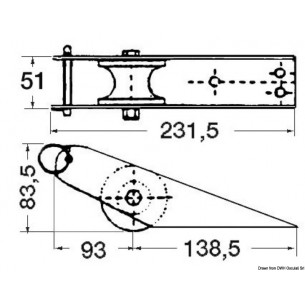 Fast rulle i rustfritt stål for 15 kg ankere. 231,5 mm. - Osculati 2