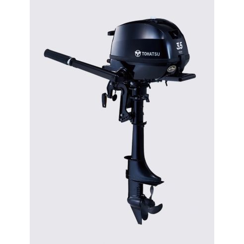 Tohatsu MFS 3.5 hp outboard motor internal tank and tiller drive