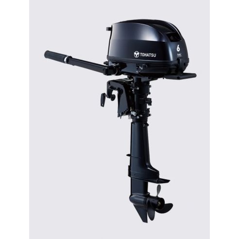 Tohatsu MFS 6 hp outboard motor external tank and tiller drive