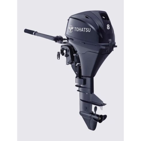 Tohatsu MFS 8 hp outboard motor electric start and tiller drive