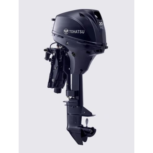 Tohatsu MFS 20 hp outboard motor external tank and tiller drive