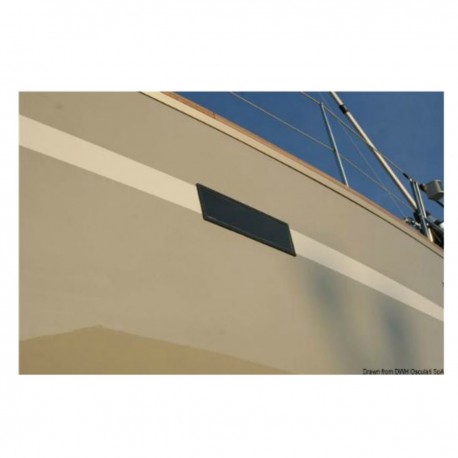 Flush porthole with anodised aluminium frame