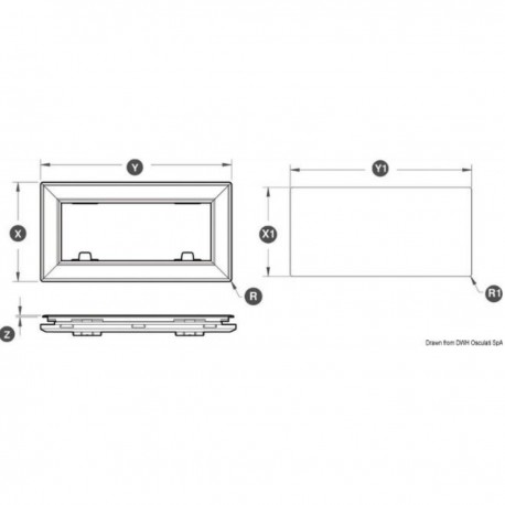 Flush porthole with anodised aluminium frame