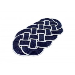 Oval hand woven rug in two colours