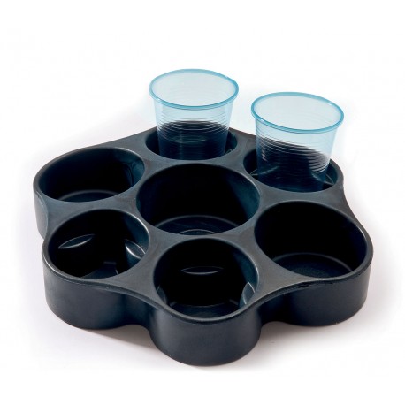 Polyurethane tray for glasses and bottles