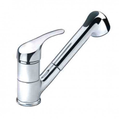 Chrome-plated single lever mixer with chrome pull-out shower - Trem