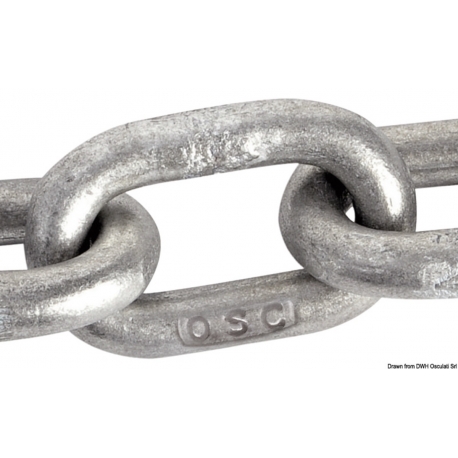 Hot-dip galvanized calibrated chain suitable for anchor windlasses