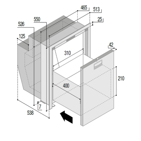 DW62i OCX2 roestvrijstalen koelkast - Vitrifrigo