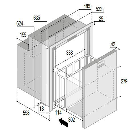 DW90i OCX2 roestvrijstalen koelkast -...