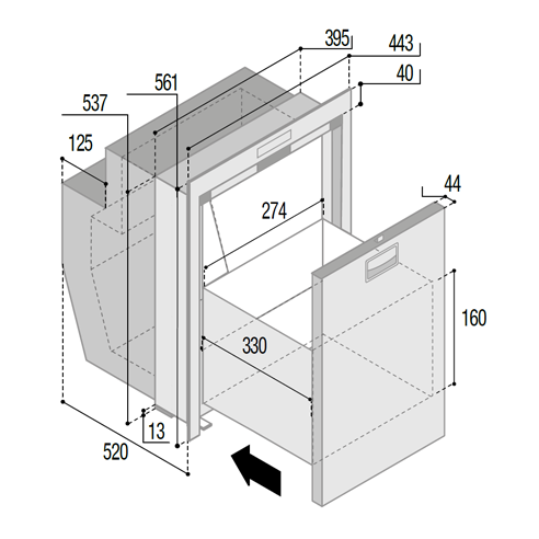DW51i OCX2 DRINKS RVS koelkast -...