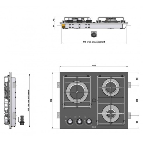 Masterglass 3 burner cooktop - ENO