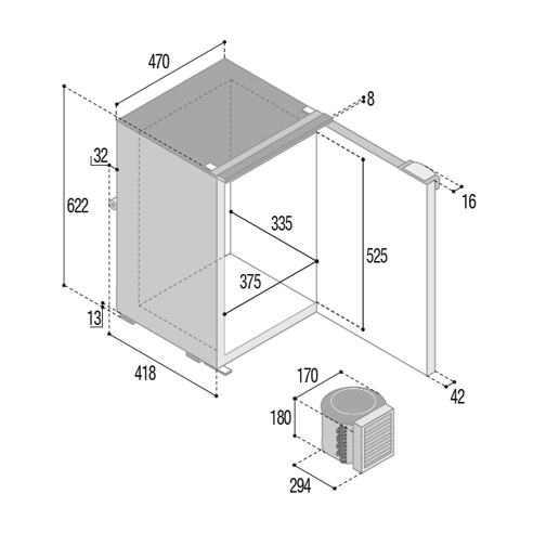 Vitrifrigo C75L CHR marine fridge-freezer