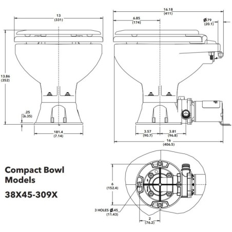 Jabsco 38045-3094 - WC Quiet Flush E2 Compact - makeavesi 24V