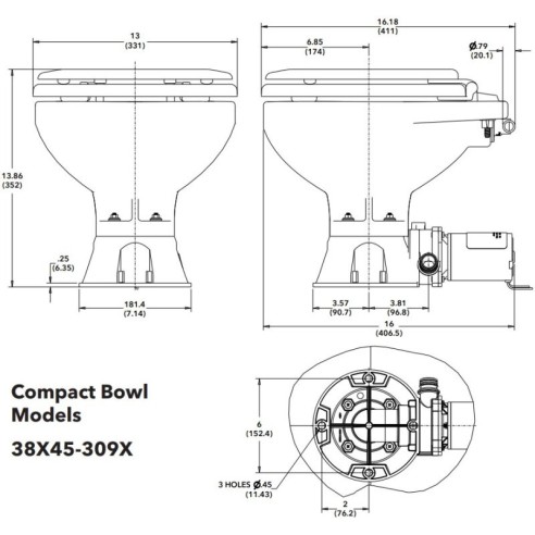 Jabsco 38245-3092 - WC Quiet Flush E2 Compact - zout water 12V