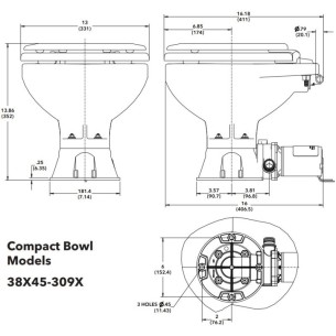 Jabsco 38245-3094 - WC Quiet Flush E2 Compact - suolavesi 24V 2