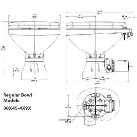 Jabsco 38245-4194 - WC Tystspolande E2 Regular - saltvatten 24V
