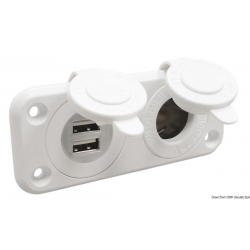 Dual USB cigarette lighter socket white - Osculati